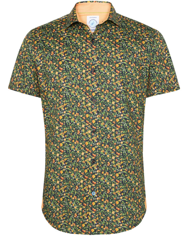 Citrus Print Short Sleeve Shirt - Navy